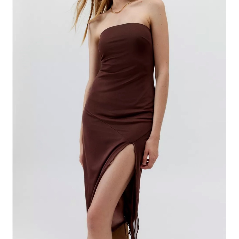 UO Samara Mesh Strapless Midi Dress